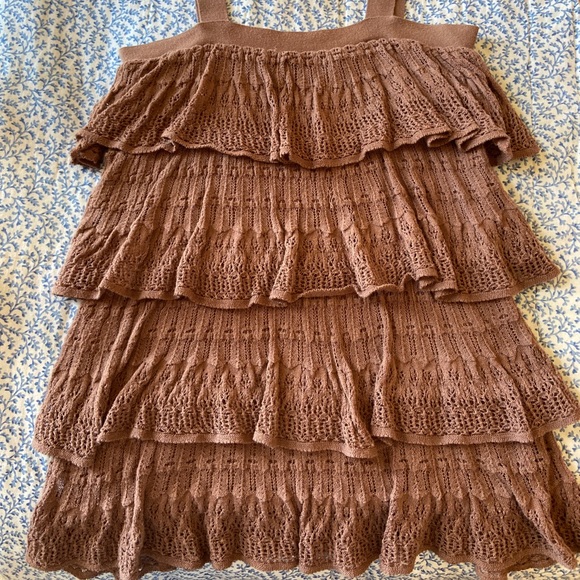Moth Anthropologie Tiered Brown Crochet Tank Top | Size XS - Picture 5 of 6